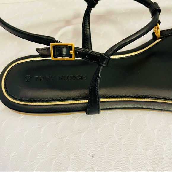 Tory Burch- Emmy Flat Sandal in Perfect Black Calf Leather, size 8.5 - Picture 4 of 11
